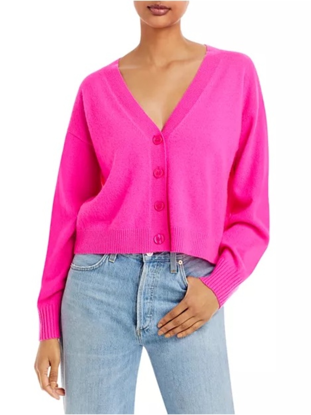 AQUA Cashmere NWT V-Neck Cardigan | S